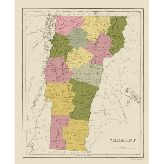 Historic State Map - Vermont - Bradford 1838 - 23 x 27.99 - Vintage Wall Art