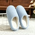 thumbnail image 4 of Risckoth Women's Closed Toe Slippers Plush Fleece Round Head Cozy Indoor Shoes, Sky Blue, 4 of 5