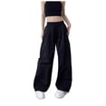 thumbnail image 3 of LYHaoo Girls Summer Casual Pants Fashionable Loose Fit Long Trousers With For Outdoor Play Comfortable Daily Wear School Pants for Girls(Black), 3 of 7