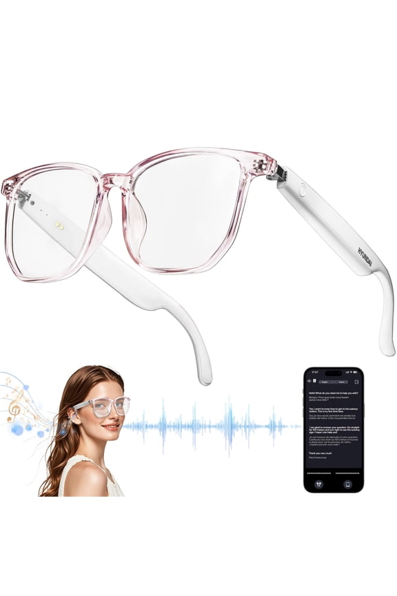 Smart Glasses with AI,Bluetooth Glasses with 110+ Translation,Smart Glasses for Men&Woman,Multifunctional Bluetooth Glasses for Men (White)