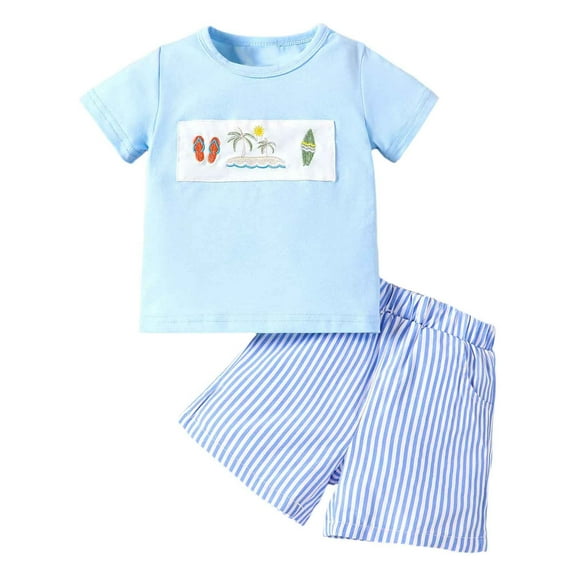 MEZZALL Toddler Boy Short Set Little Boy Clothes Casual CrewNeck Short Sleeve T-Shirt and Short Sets Summer Outfits 6M-4T