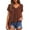 Brown, variant on MIXUE Boho Tops For Women Summer Solid Color V Neck Short Sleeve Loose Casual T-shirts Activewear,Pink,L