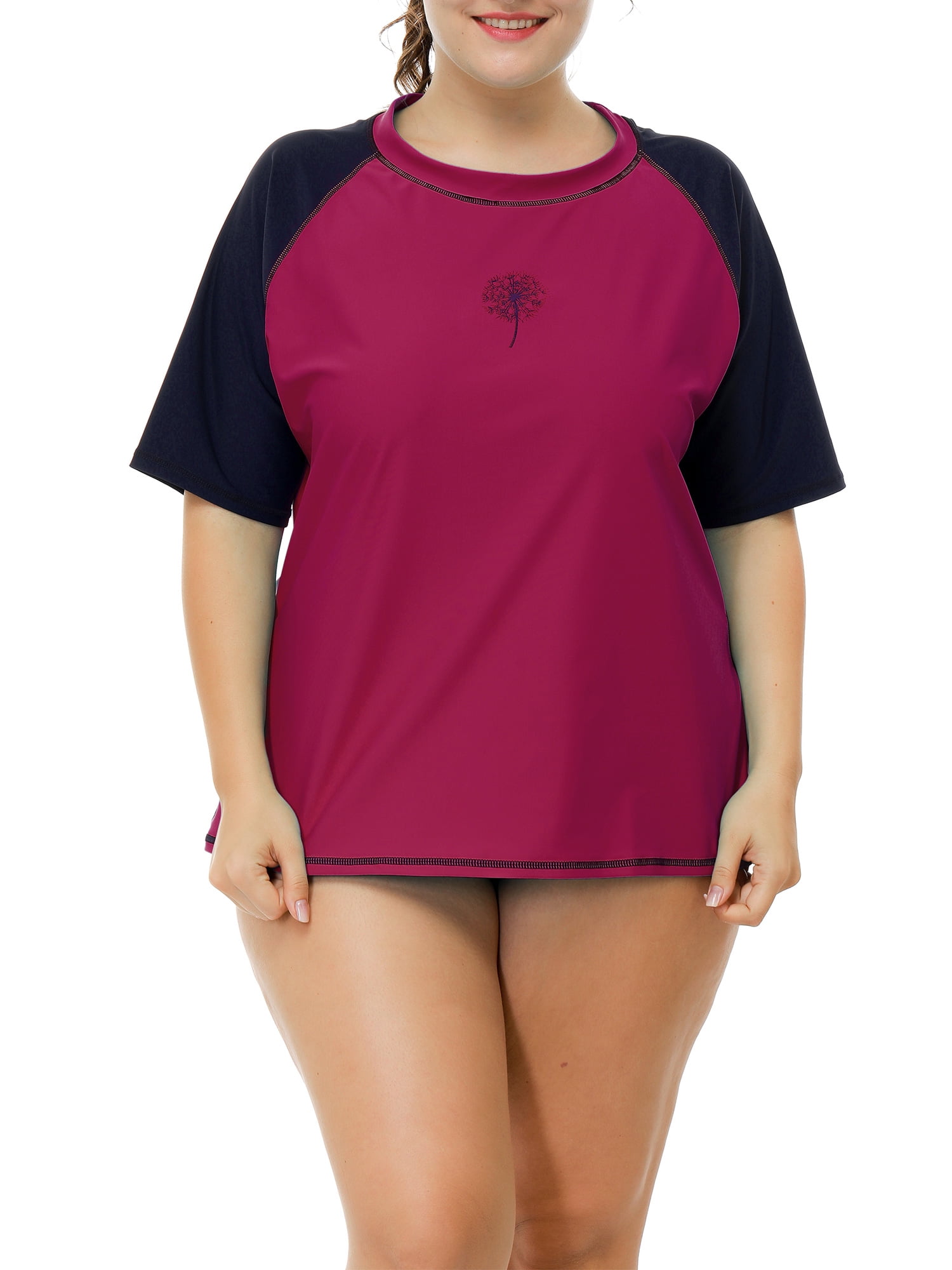 Charmo Women Plus Size Rash Guard Short Sleeve Shirt Rashguard Swimwear Top - Walmart.com
