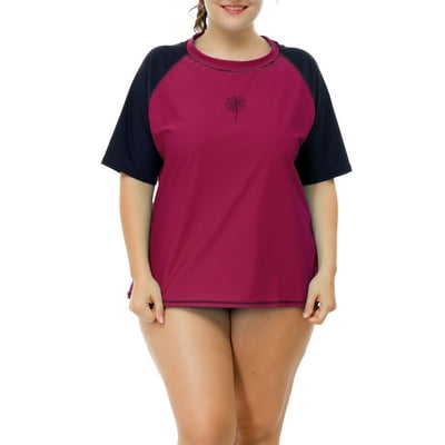 Plus size womens cheap rash guard swim shirts