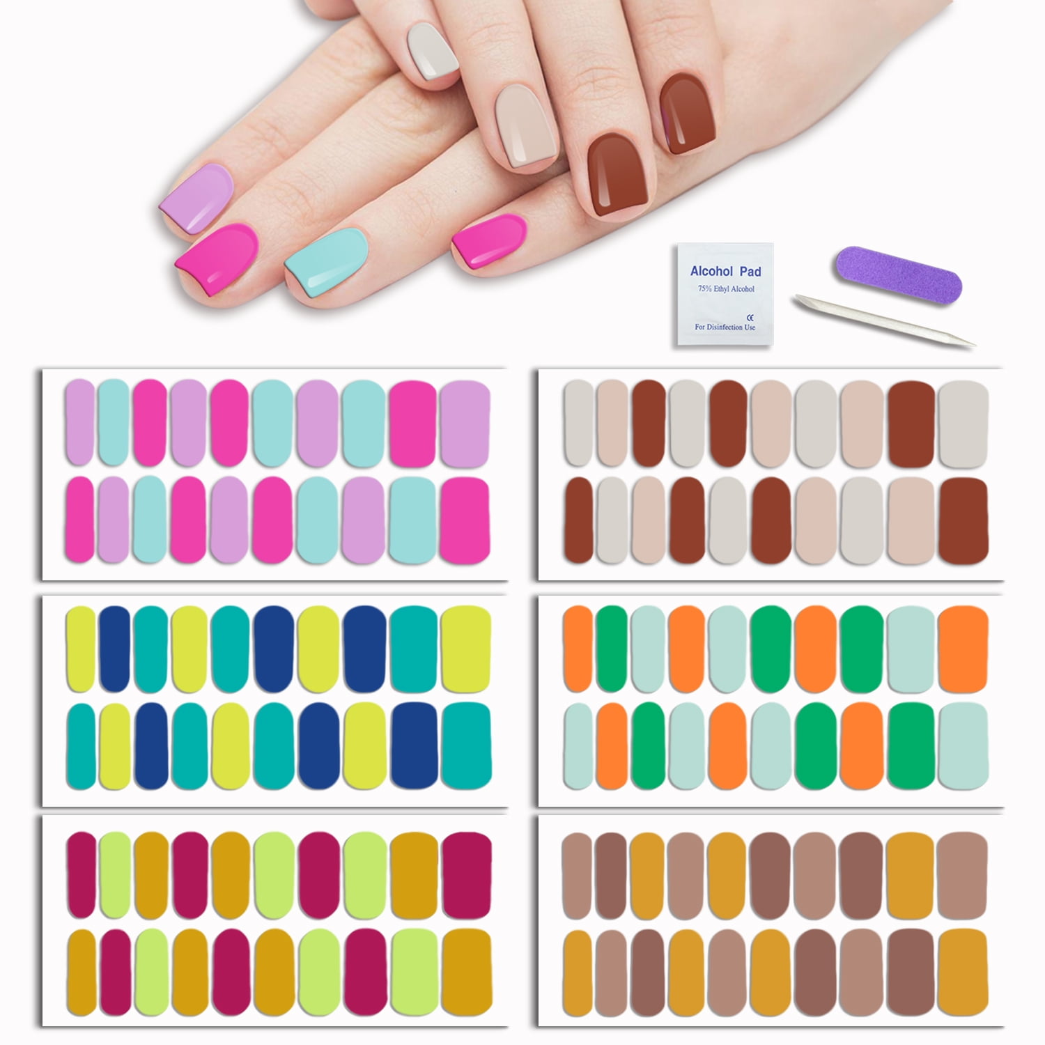 Yazhiji SelfAdhesive Nail Polish Stickers for Women, 120 Pcs Colorful