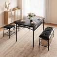 thumbnail image 3 of Ourlova Dining Table Set for 4 Kitchen Table Set of 4 with Upholstered Dining Bench and Square Stools Dining Set for 4 with Storage for Small Space Apartment Black, 3 of 9