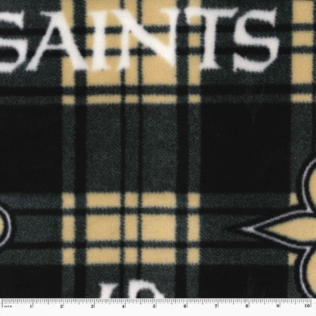 NFL New Orleans Saints 58 100% Polyester Fleece Sports Logo Fabric By the Yard Black