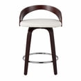 thumbnail image 3 of LumiSource Walnut Wood, Cream PU, Chrome Grotto 25" Counter Stool - Set of 2, 3 of 9