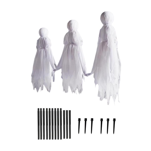 Adorno de Halloween con brujas gritando y agarradas de la mano que se iluminan, regalos coloridos y brillantes 3 piezas