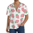 thumbnail image 3 of Vsdgher Strawberry Print Men's Wrinkle Free Untucked Cuban Shirt Business Casual Button Down Shirts Short Sleeve Shirt, 3 of 7
