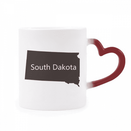 

South Dakota USA Map Outline Heat Sensitive Mug Red Color Changing Stoneware Cup