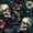 Dark Black and Red, variant on Vintage Navy Blue Skulls Floral Wallpaper Gothic Beige Skull Flower Peel and Stick Wallpaper for Bedroom Halloween Removable Orange Floral Contact Paper for Walls Cabinets Decor 17.5"x118"