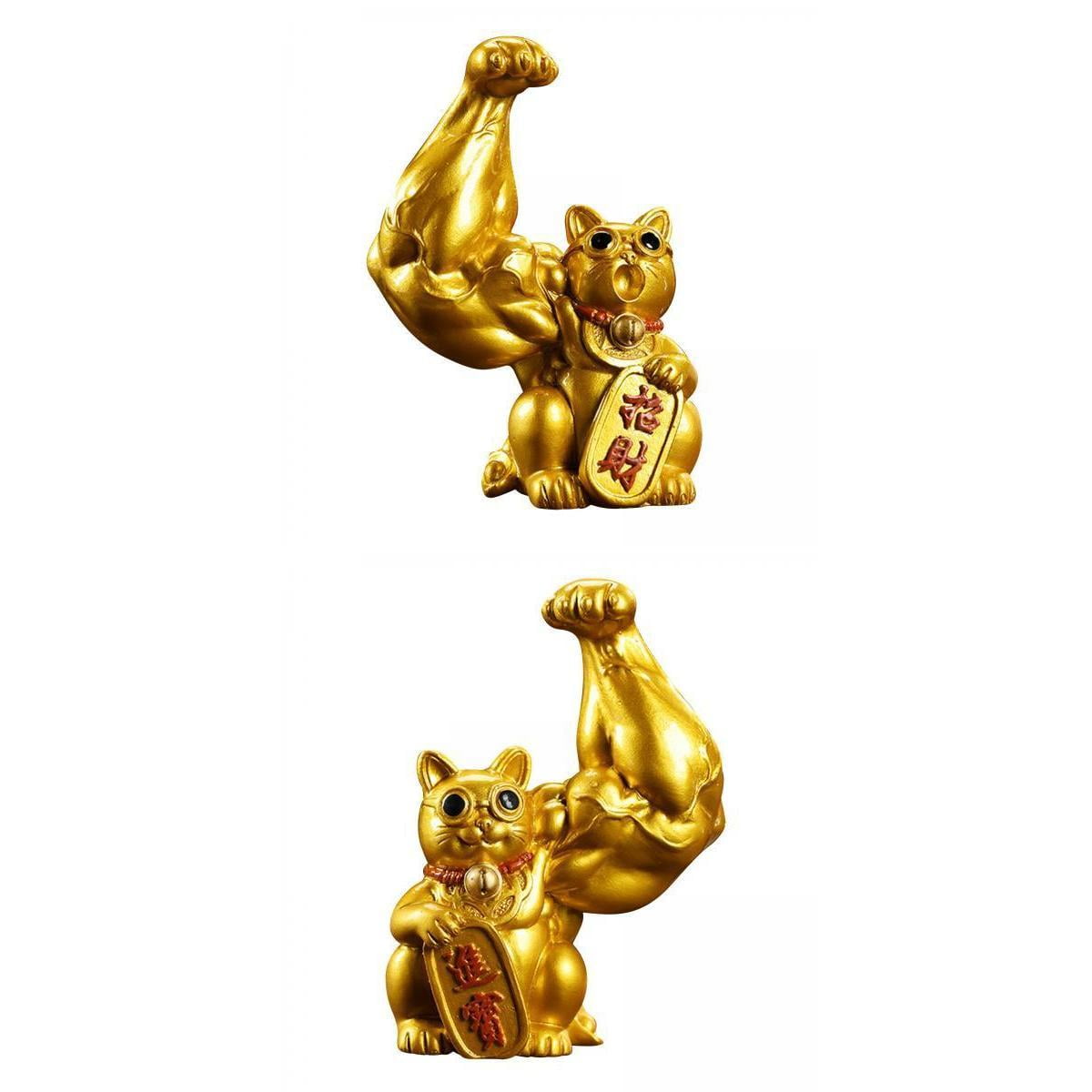 s Lucky Cat Figurine Feng Shui Statue Sculpture for Ornament Gift