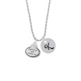 thumbnail image 2 of Delight Jewelry Silvertone Keep Calm and Travel On Silvertone Script Initial Disc - K - Charm Necklace, 20"+3", 2 of 4