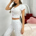 thumbnail image 6 of Censtreet Women Lounge Pajamas Sets PJ Short Sleeve and Long Pant Soft 2 Piece Sleepwear Loungwear Set, 6 of 6