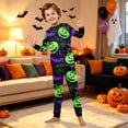 thumbnail image 5 of Halloween Pajamas, Halloween Matching Family Pajamas Green Pumpkin Bat Print Long Sleeve 2Pcs Pj Set Soft Sleepwear Nightwear Loungewear Holiday Party Costume Festive Cool Spooky Season for Family, 5 of 7