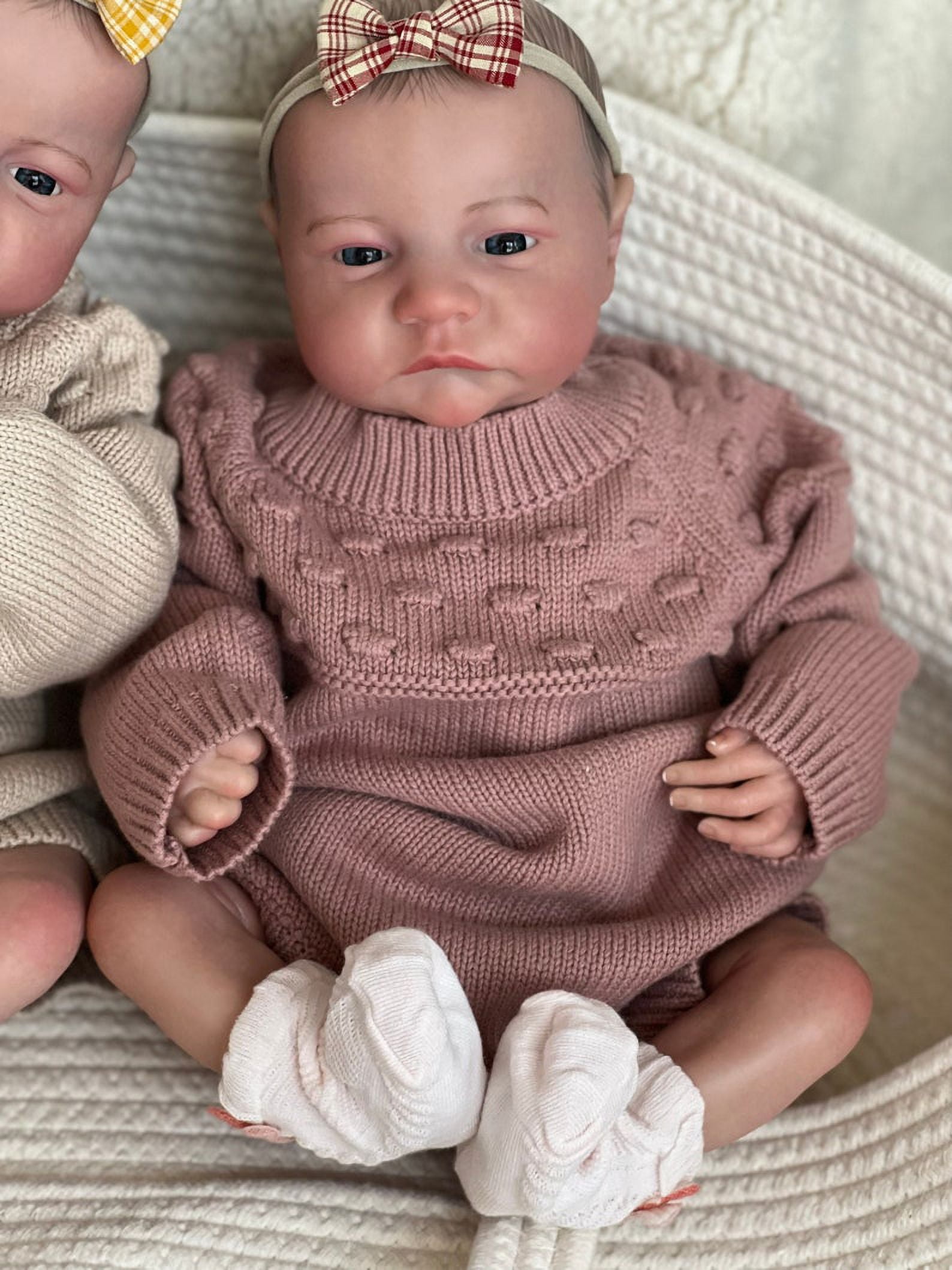 iCradle Reborn Baby Dolls 19 Inch Adorable Realistic Newborn Baby Doll Real Life Twins Baby Dolls Gift Set for Kids Age 3+