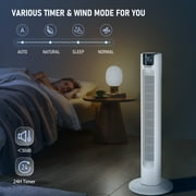 MaxKare 36 Tower Fan Oscillating Cooling Fan, Remote Control 3 Speeds 3 Wind Modes Timer, White