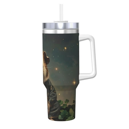 

Gaeub Lotus Leaf Starry Sky Guinea Pig Print Stainless Steel Hot/Cold Coffee Cup 40oz Ice Bully Cup With Handle And Straw Travel Coffee Cup