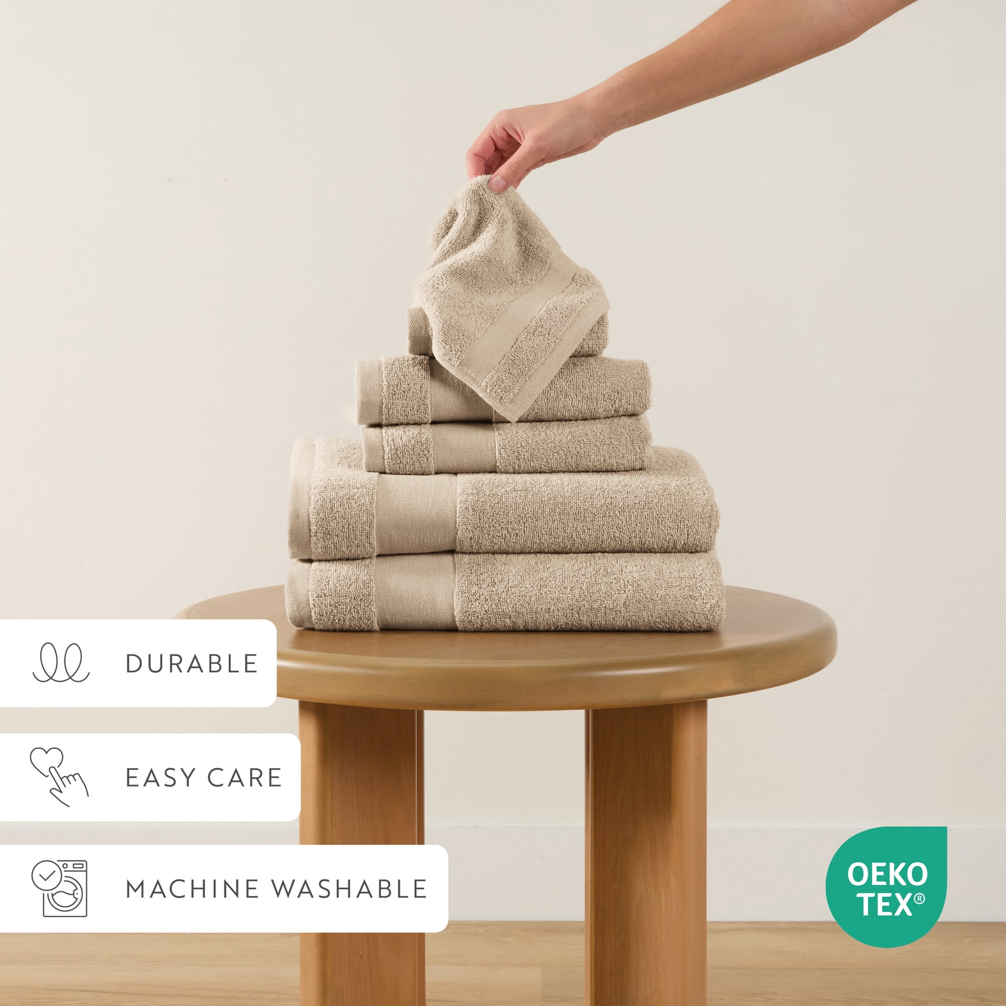 Noble Linens 6 Piece Essential Cotton Bath Towel Set