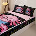 thumbnail image 3 of Erosebridal Cartoon Axolotl Pattern Zipper Full Size Comforter Sets with Fitted Sheet and 2 Pillowcases,Math Chalkboard Book Print Zipper Bedding Set For Girls,Pink Reversible,4-Piece, 3 of 7