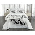 thumbnail image 3 of Ambesonne Fitness Quilted Bedspread Set 3 Pcs, Dumbbell Hand Sketch, King Size, Black Grey White, 3 of 5