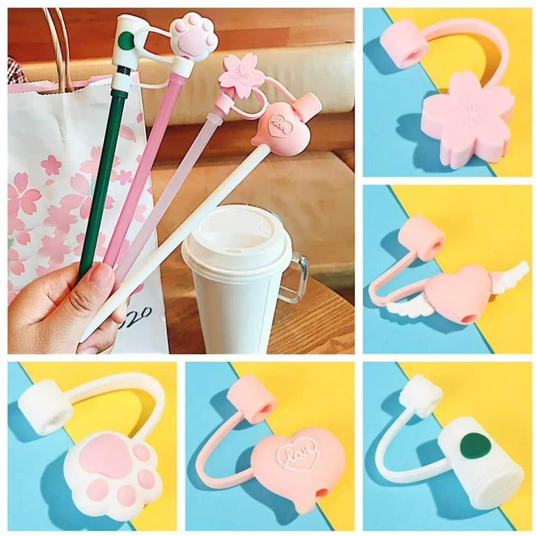 Creative Reusable Drinking Silicone Straw Plug Cap Dust Cherry