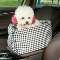 thumbnail image 5 of Dog Car Seat Console Pet Booster Seat Green Houndstooth Car Travel Bed for Small Dogs Under 13lbs Portable Dog Travel Carrier Bag Washable Dual Sided Mat, 5 of 7