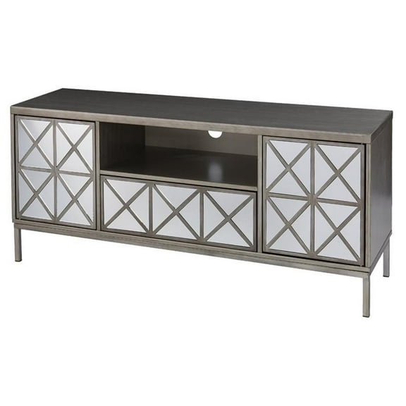 Maklaine Transitional Wood TV-Media Stand for TVs up to 51" in Silver