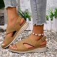 thumbnail image 5 of Daolelai Hollow Thick-Soled Wedge-Heeled Peep-Toe Sandals, 5 of 9
