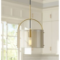 Possini Euro Design Collin 11 3/4" Modern Pendant Ceiling Light Fixture Dining Room Over Table Soft Gold Finish Cognac Glass Mini