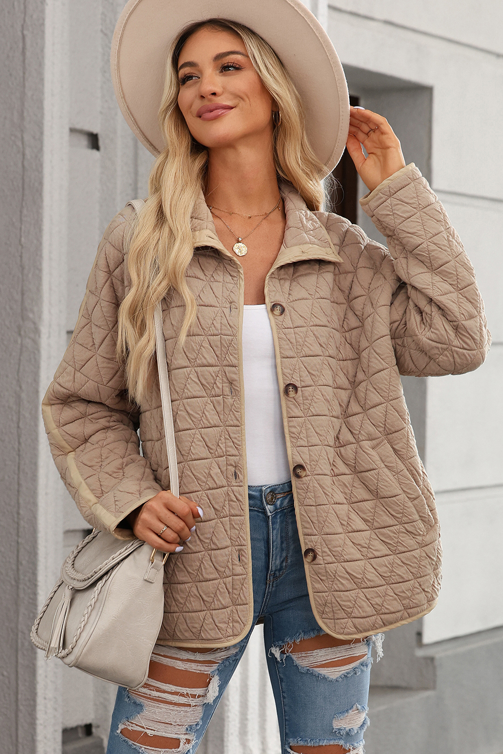 SHEWIN Women's Button-Down Quilted Puffer Jacket photo 5