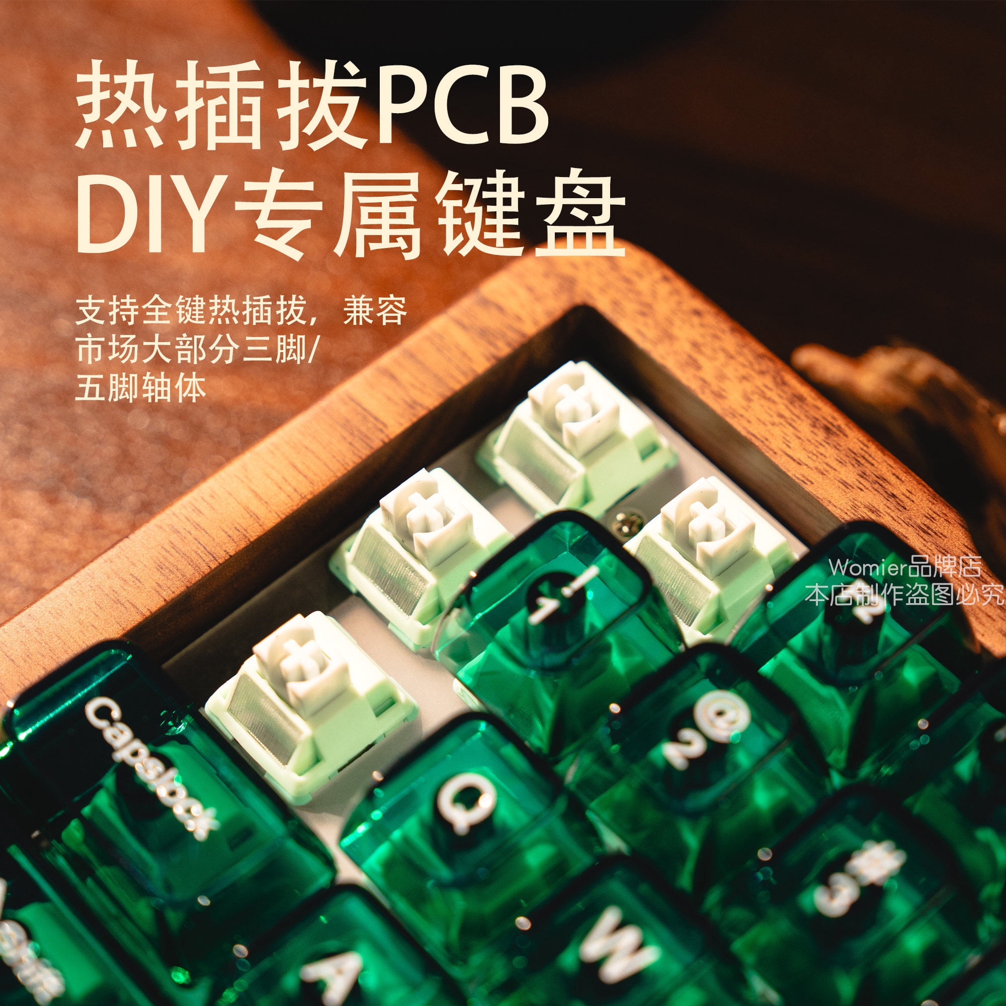 WD75 75% Wooden Keyboard, Real Walnut Shell with Translucent Keycaps, Tri-Mode Wireless RGB Hot Swappable