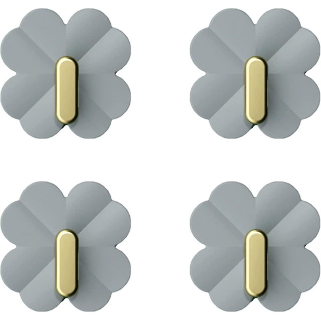 Juego de 4 ganchos adhesivos de 45 mm (ancho) x 45 mm (alto) x 35 mm (fondo), ganchos de pared, carga máxima de 4 kg, ganchos sin marcar, autoadhesivos, impermeables, ganchos de hoja de trébol, fijaci