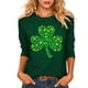 thumbnail image 2 of Xuyuer Women St Patricks Day Sweatshirts Lucky Clover Blouse Irish Shamrock Pullover 3/4 Sleeves Graphic Tops, 2 of 6