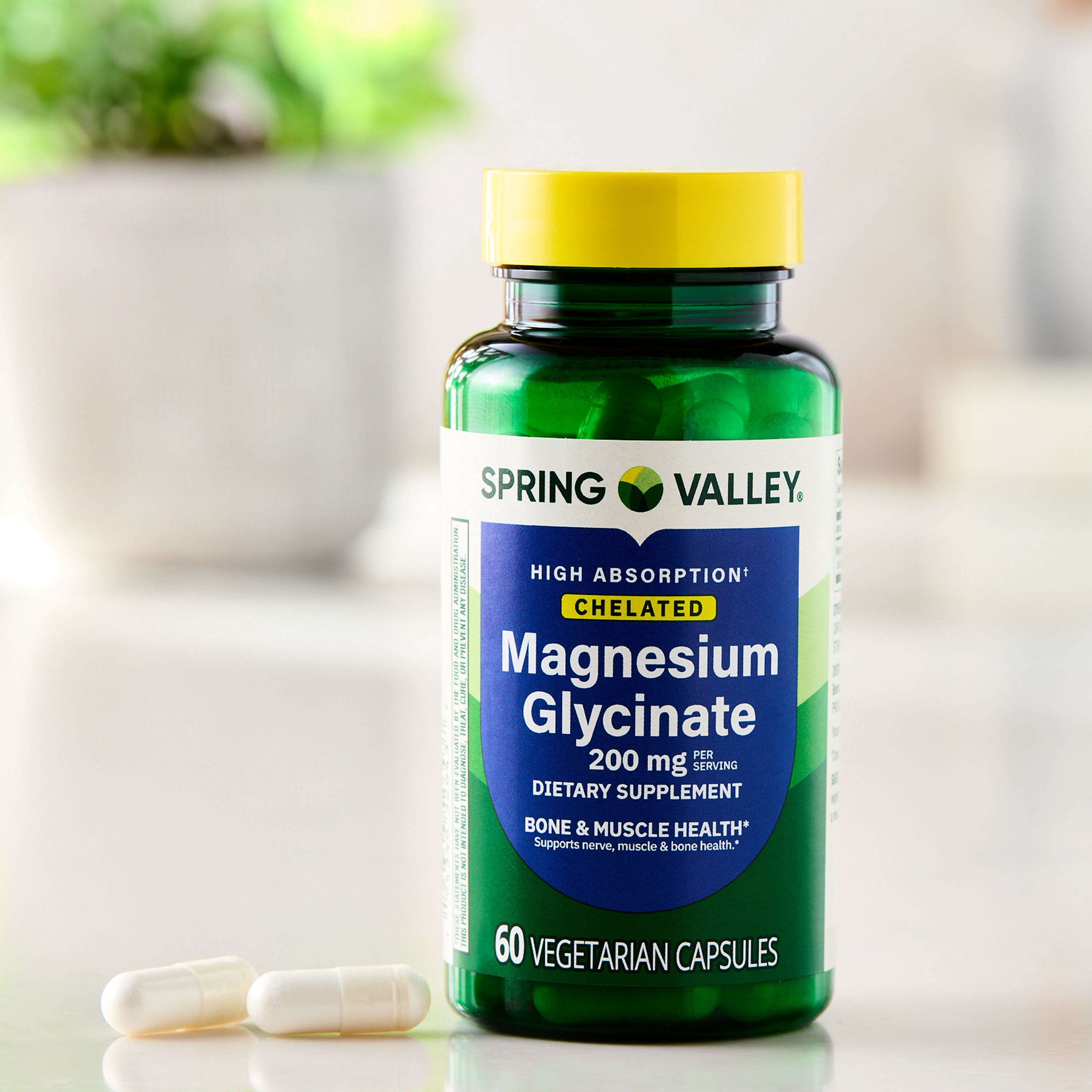 Spring Valley Magnesium Glycinate 200 mg Capsules, Supports Bone & Joint Health