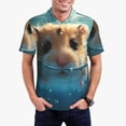thumbnail image 1 of Balery Cute Swimming Guinea Pig Camisa Polo de Hombre con Estampado, de Manga Corta y Tejido Medio, Camisa Tipo Golf Polo-Medium, 1 of 6