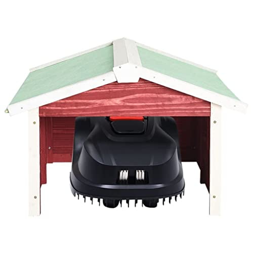 SKM Robotic Lawn Mower Garage 28.3"x34.3"x19.7" Red and White Firwood