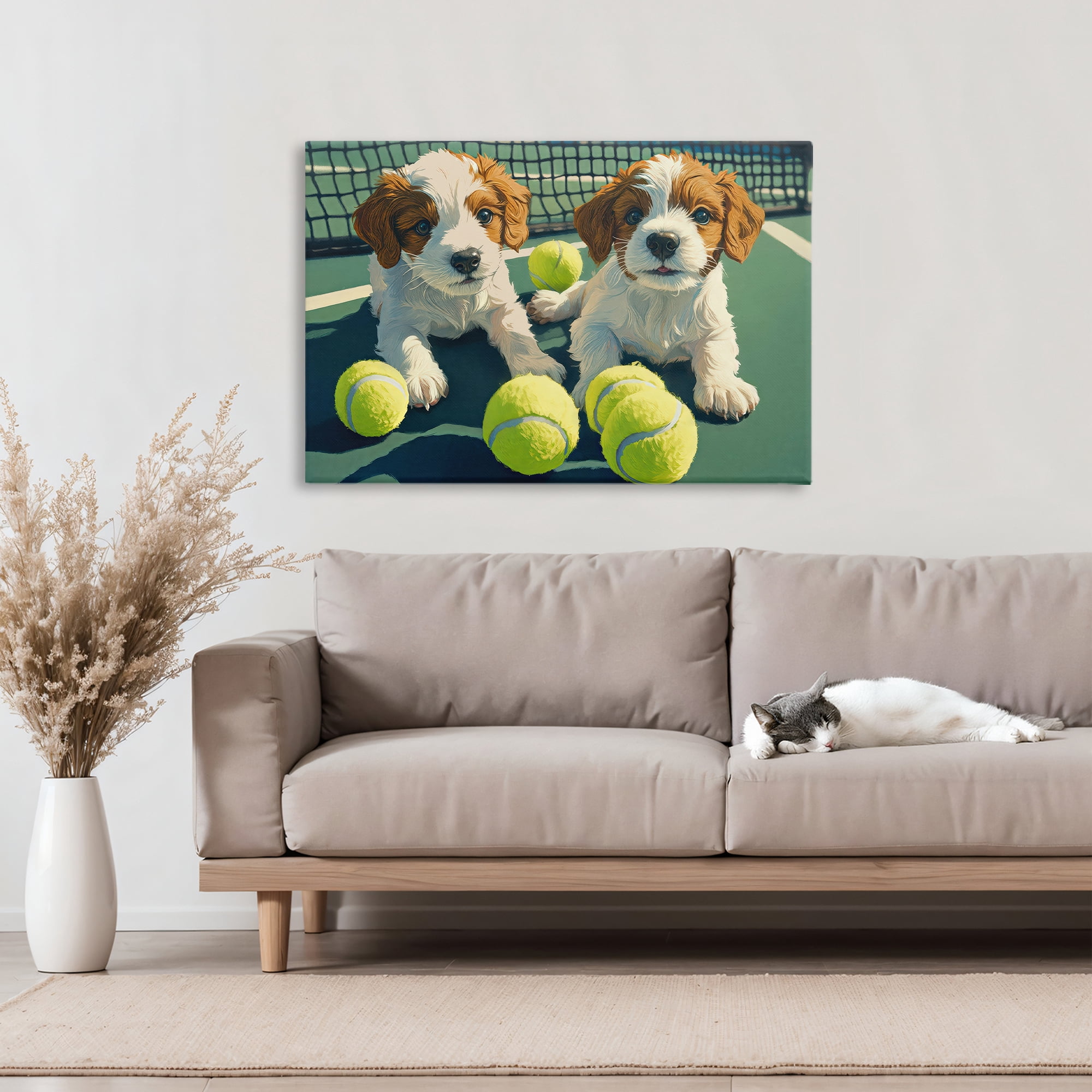 Stupell Industries Playful Puppies with Tennis Balls Canvas Wall Art, design by Imagine It Images