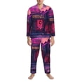 thumbnail image 3 of Sikiie Western Style Dinosaur Mens Pajama Set, Soft Warm Long Sleeve Sleepwear, Cozy Button-Down Pjs for Men-, 3 of 7