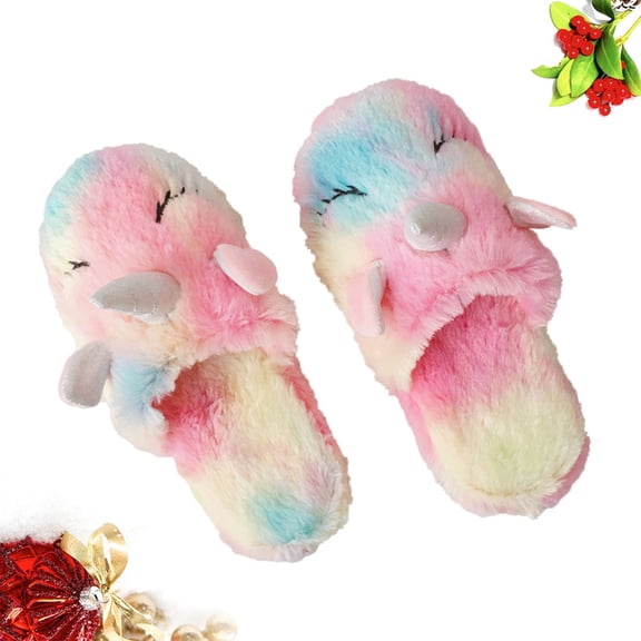 LOLIPPYY Fuzzy Girls Slippers Winter Autumn Slipper Pink Plush 1 Pair Keep Warm Non-slip Cozy Indoor Shoes