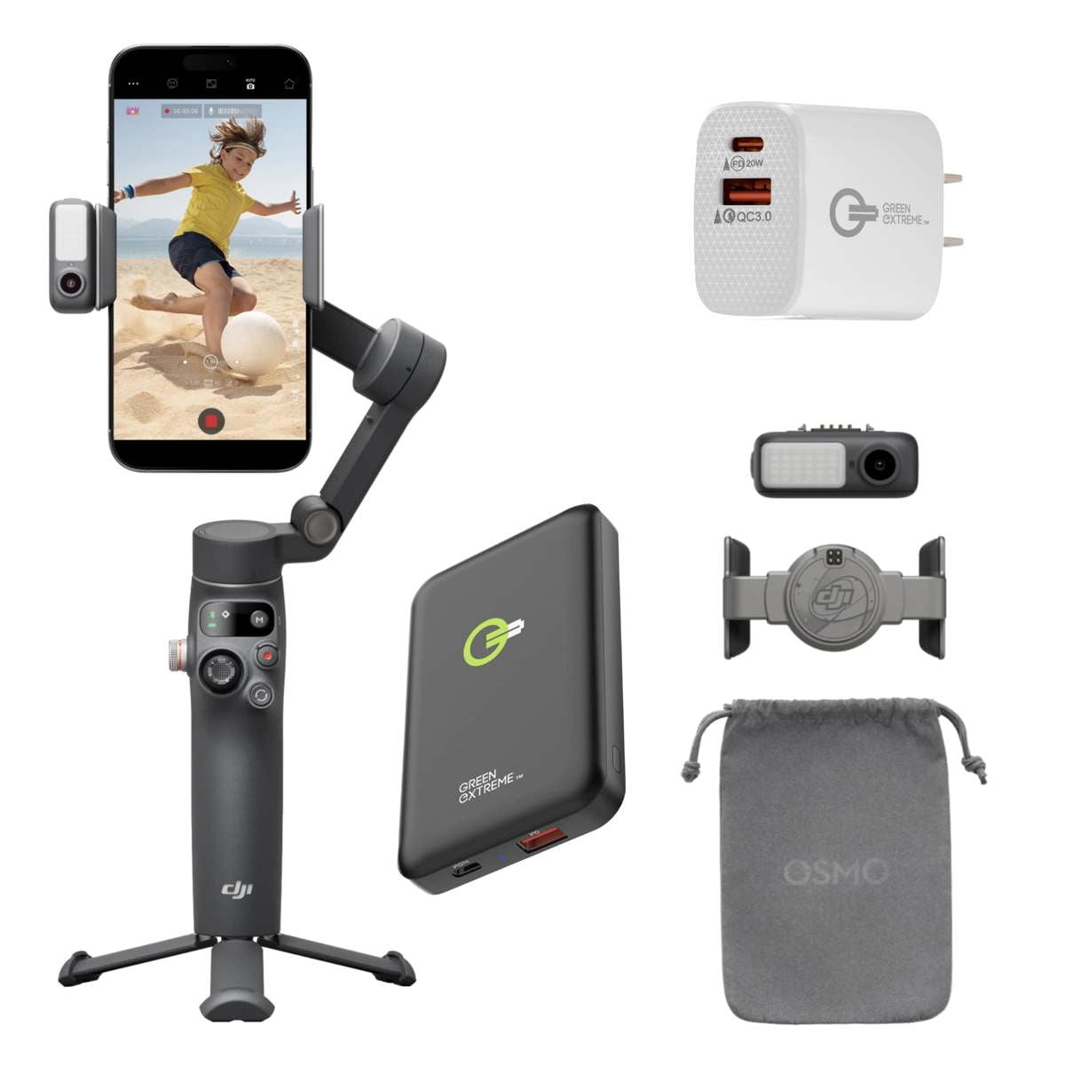 DJI Osmo Mobile 7P Smartphone Gimbal, with Power Bank Wall Charger