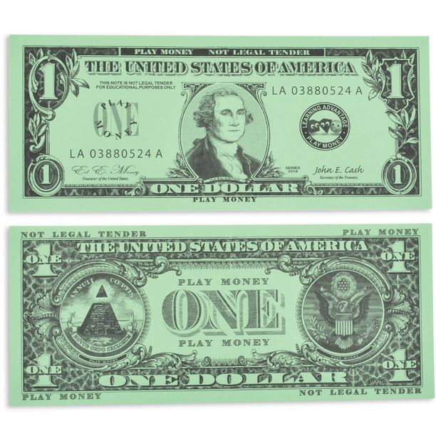 Learning Advantage One Dollar Play Bills - Set of 100 $1 Paper Bills ...