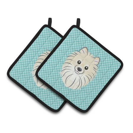

Carolines Treasures BB1145PTHD Checkerboard Blue Pomeranian Pair of Pot Holders 7.5HX7.5W multicolor