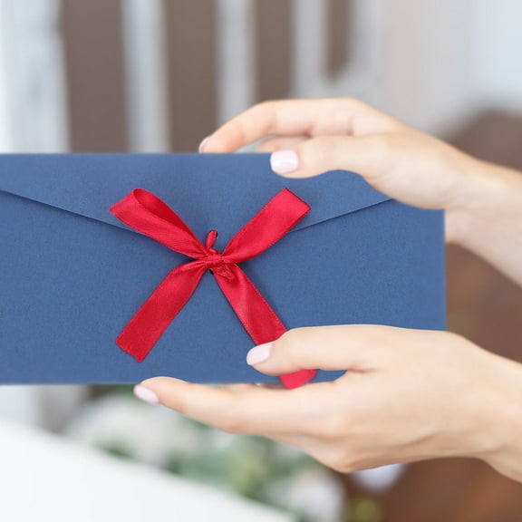 UNOMOR 10Pcs Blue Kraft Paper Envelope Decorative Bowknot Binding Standard Letter Size Envelopes