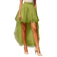 thumbnail image 2 of Women's Asymmetrical Long Tulle Skirt, Rainbow Colorful Multilayer Ballet Underskirt, Fluffy Party Skirt for Halloween Costume, 80s Outfit and Festive Celebration Light Green A, 2 of 5