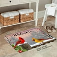 thumbnail image 2 of SPXUBZ Non Slip Flannel Floor Mat Welcome Cardinal Birds Winter Scene for Bathroom Kitchen Bedroom Decor 16x24 inch, 2 of 5