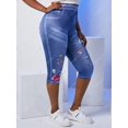 thumbnail image 3 of Talla grande WIDFLOWER 3D JEAN IMPRESIÓN METGUMINGS CRESTPED Rosegal Leggings de talla grande, 3 of 5