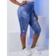 thumbnail image 3 of Talla grande WIDFLOWER 3D JEAN IMPRESIÓN METGUMINGS CRESTPED Rosegal Leggings de talla grande, 3 of 5