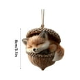 thumbnail image 3 of CISIL & Forest Animal Acorn Ornaments - Handcrafted Natural Tone Decor with Sleeping Fox, Owl, Bunny for Christmas Tree, Home Decor, Holiday Gift for Nature Lovers, 3 of 8